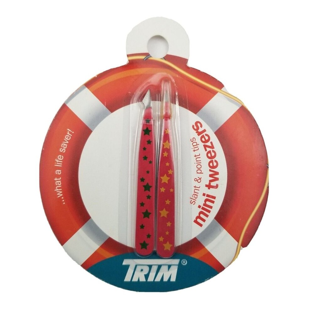 4X TRIM Mini Tweezers 2 Pair Precision-ground Slant and Point Tips - Better Grip - Picture 3 of 4